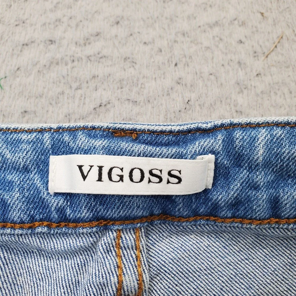 VIGOSS‎ Marley Shorts Women's 26 Blue Cuffed Distressed Medium Wash 5 Button Fly - Picture 6 of 7